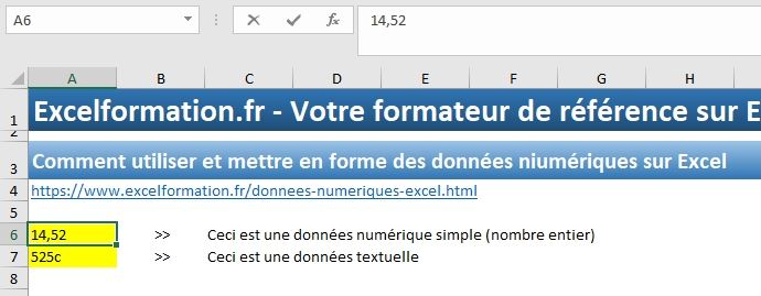 Excel formation - Apprendre Excel - cellules numériques - 03