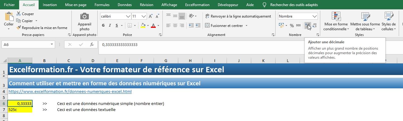 Excel formation - Apprendre Excel - cellules numériques - 07