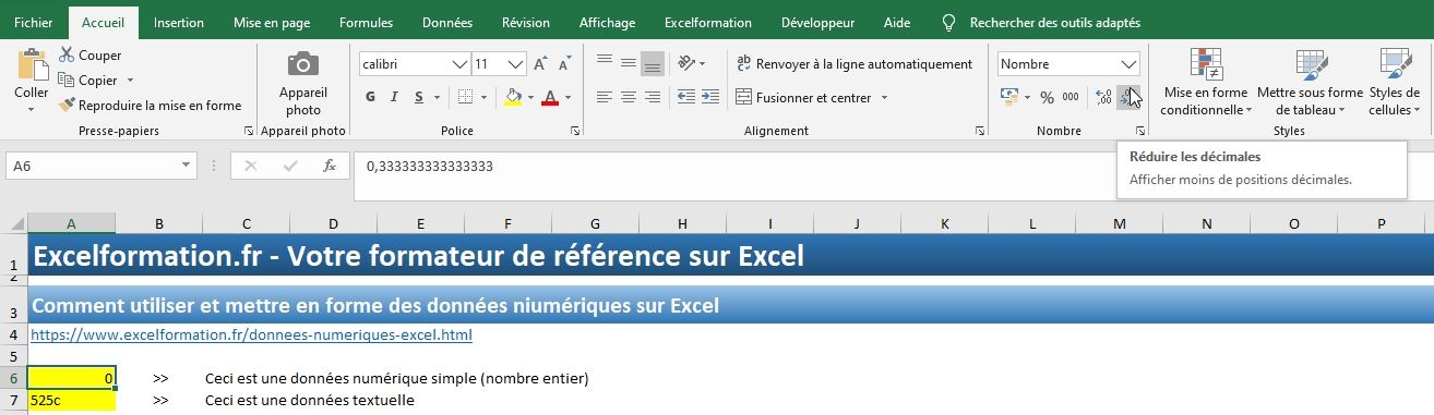 Excel formation - Apprendre Excel - cellules numériques - 08