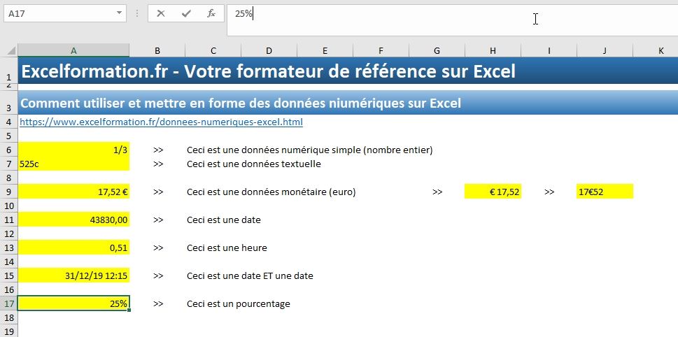 Excel formation - Apprendre Excel - cellules numériques - 29
