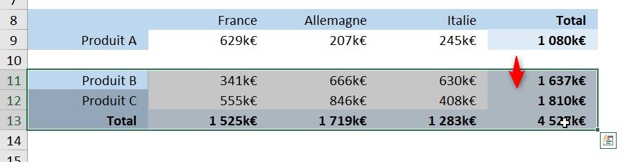 Excel formation - déplacement avancé de cellules - 02