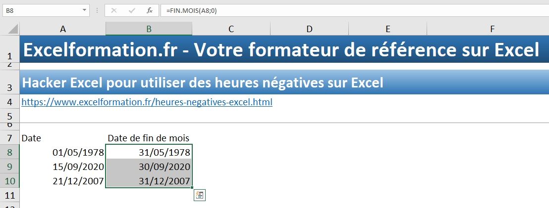 Excel formation - dernier jour du mois - 03