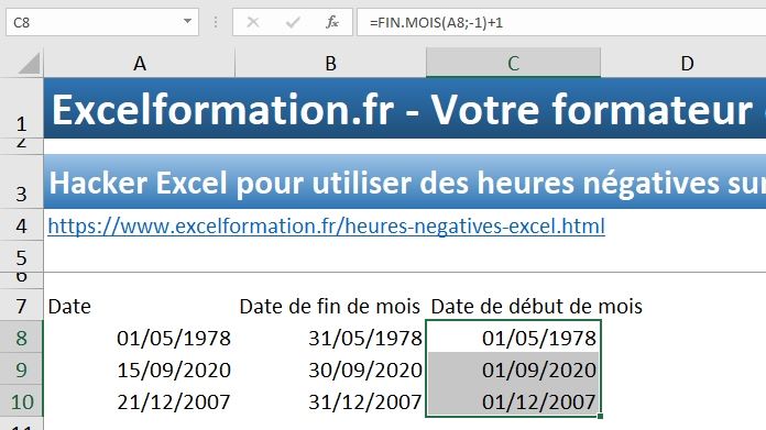 Excel formation - dernier jour du mois - 04