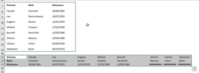 Excel formation - Lignes en colonnes - 07