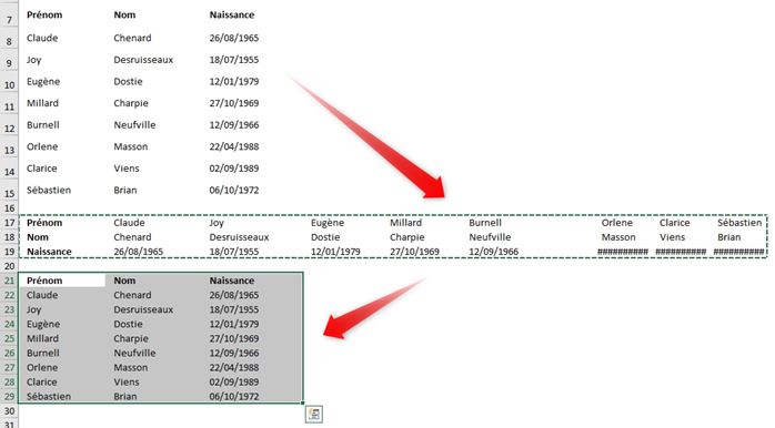 Excel formation - Lignes en colonnes - 09