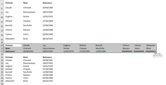 Excel formation - Lignes en colonnes - 11