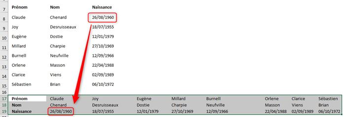 Excel formation - Lignes en colonnes - 15