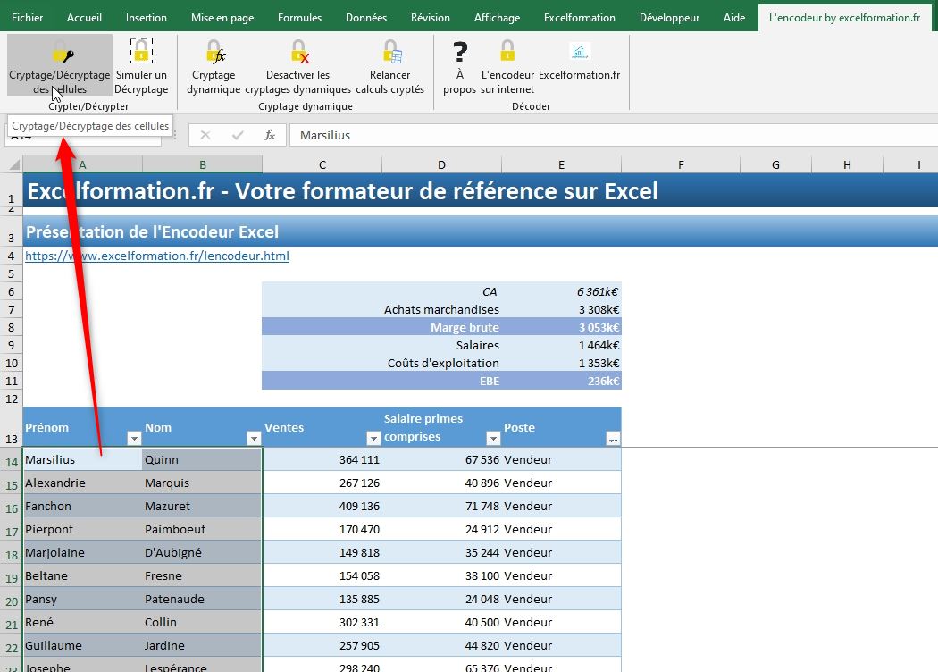 Excel formation - Présentation L'encodeur - 03