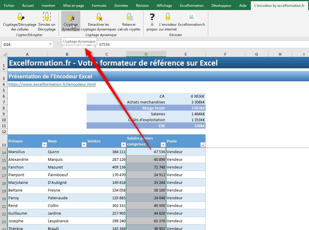 Excel formation - Présentation L'encodeur - 10