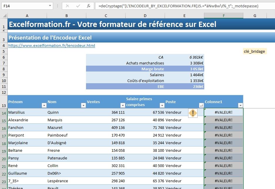 Excel formation - Présentation L'encodeur - 32