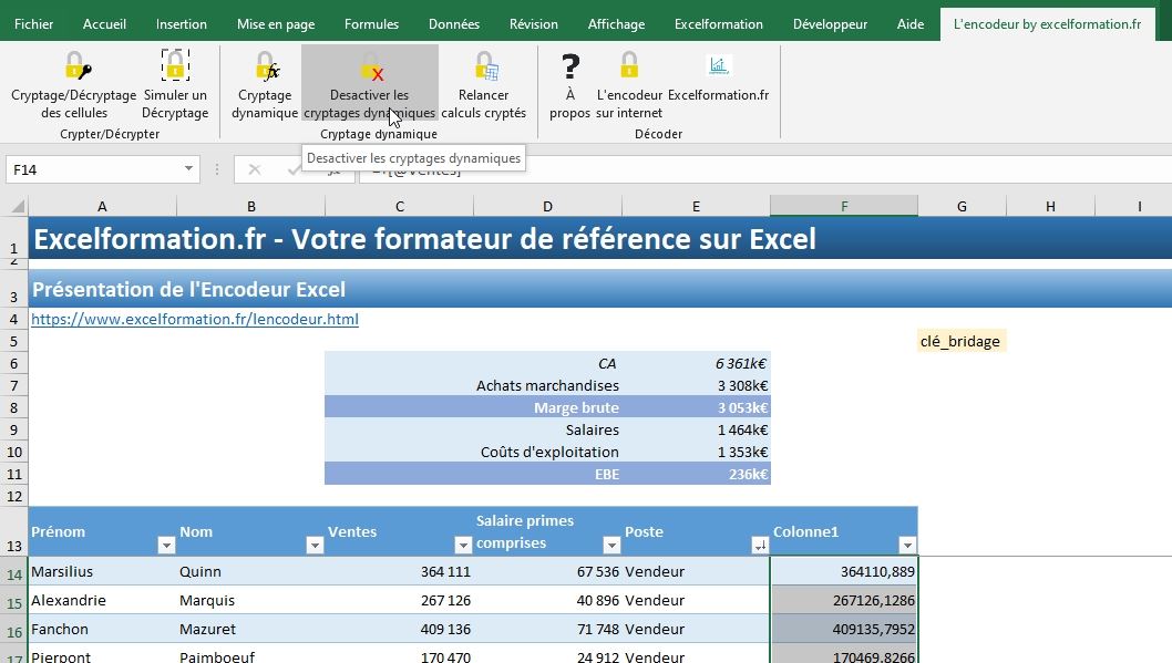 Excel formation - Présentation L'encodeur - 33