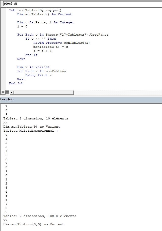 Excel formation - VBA27 - Les tableaux de VBA - 08