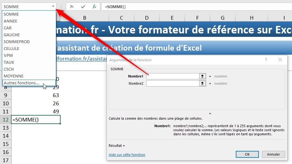 Excel formation - assistant création formules - 11