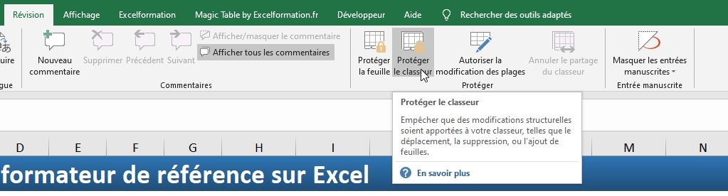 Excel formation - cacher feuille de calcul - 06