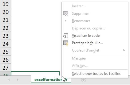 Excel formation - cacher feuille de calcul - 08