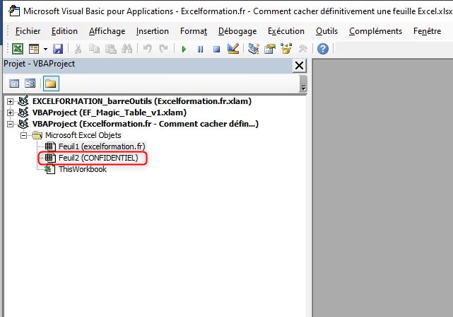 Excel formation - cacher feuille de calcul - 09