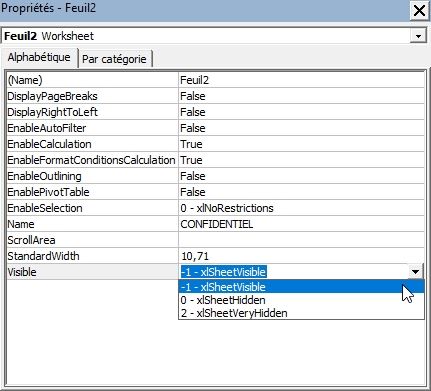 Excel formation - cacher feuille de calcul - 14