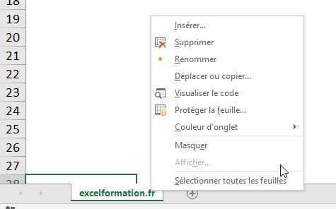 Excel formation - cacher feuille de calcul - 15