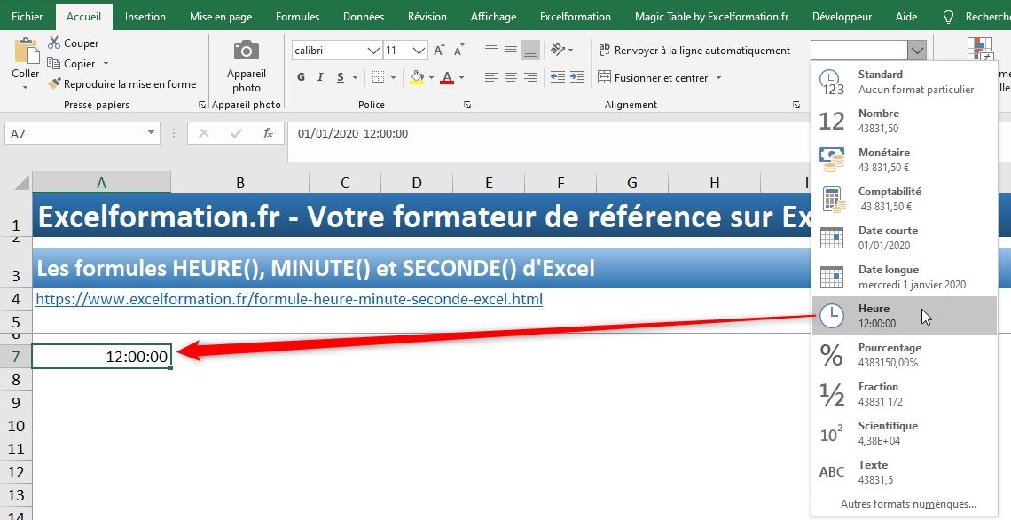 Excel formation - formule heure - 05