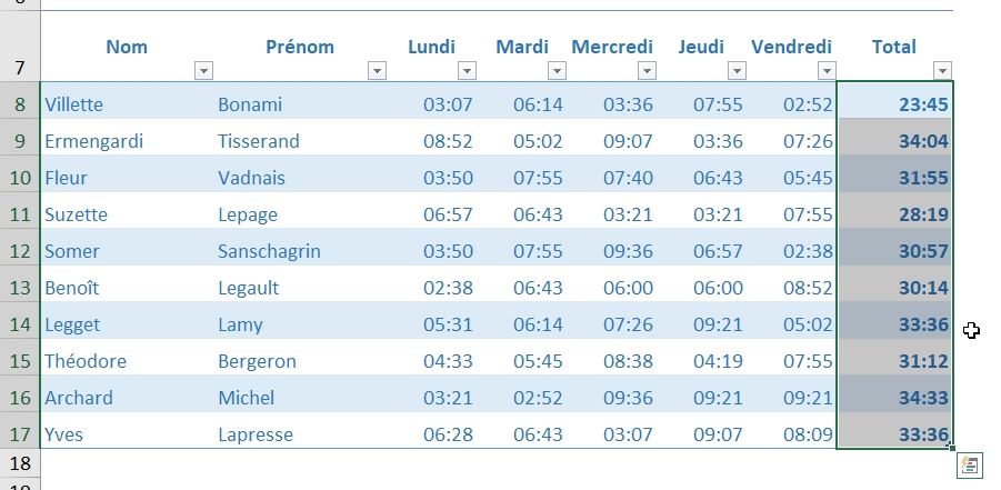 Excel formation - heures plus 24 heures - 13