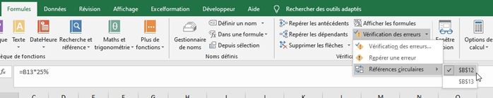 Excel formation - identifier et corriger les références circulaires - 06