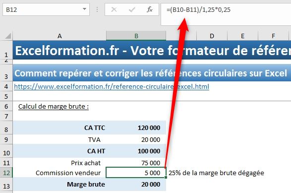 Excel formation - identifier et corriger les références circulaires - 07