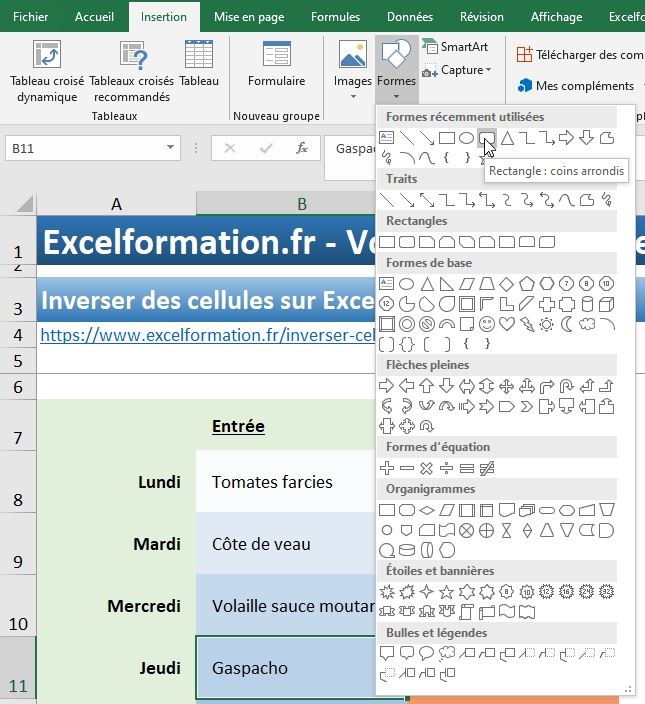 Excel formation - inverser cellules - 14