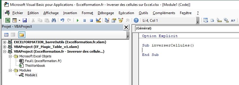 Excel formation - inverser cellules - 19