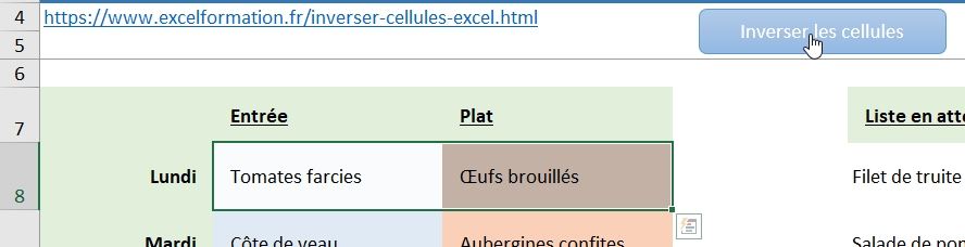 Excel formation - inverser cellules - 21
