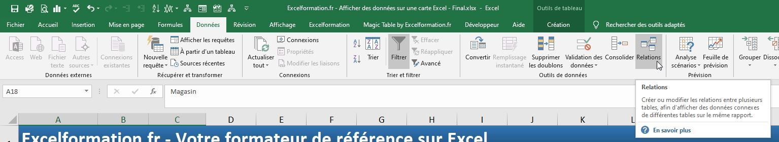 Excel formation - Afficher des données sur une carte - 10