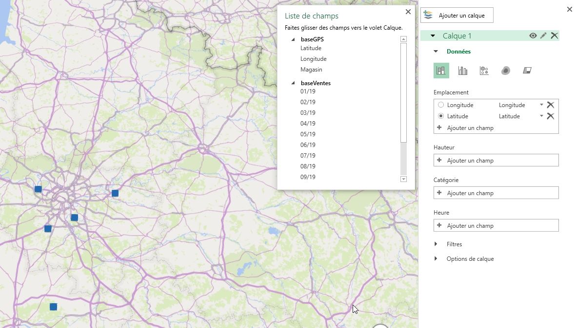 Excel formation - Afficher des données sur une carte - 17