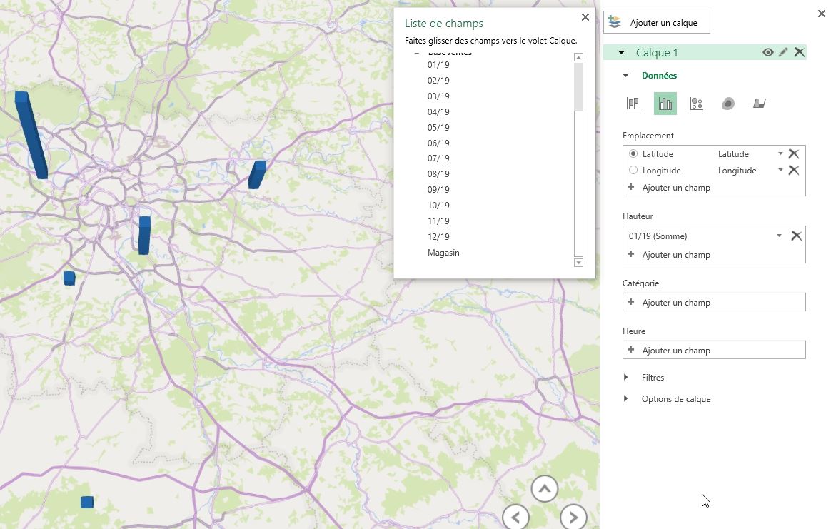Excel formation - Afficher des données sur une carte - 19