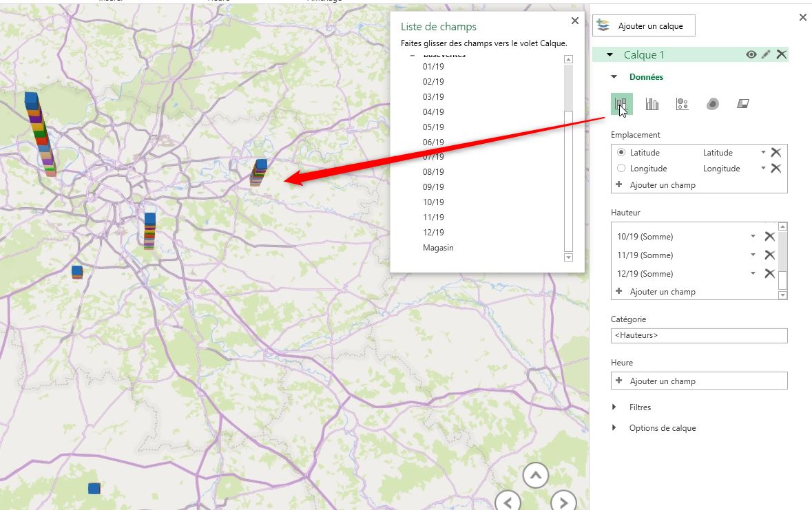 Excel formation - Afficher des données sur une carte - 21