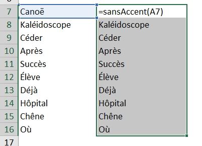 Excel formation - Supprimer les accents - 03