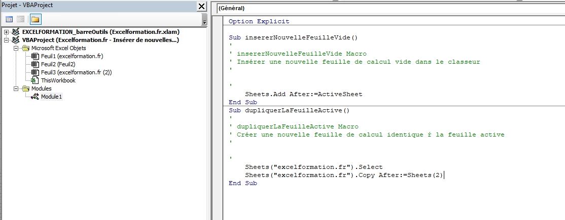 Excel formation - Insérer nouvelle feuilles de calculs - 09