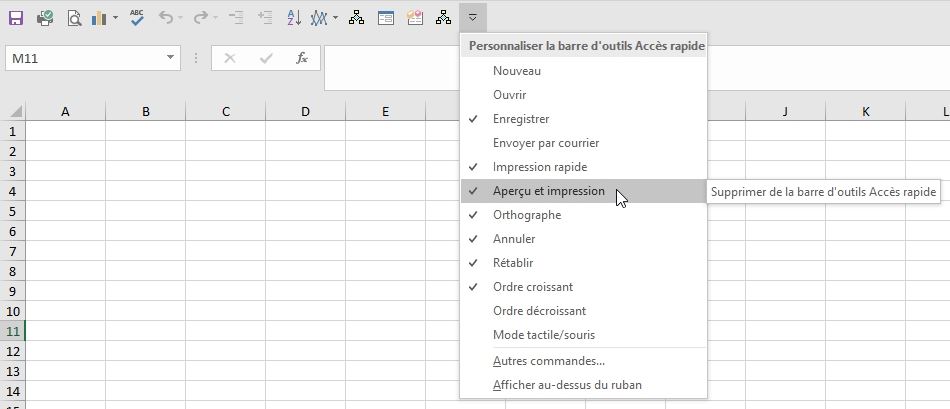 Excel formation - La barre d'accès rapide - 04