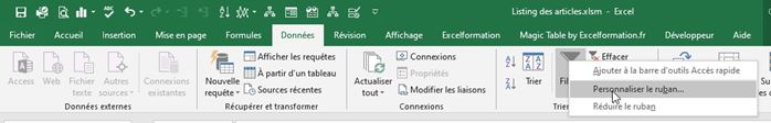 Excel formation - Personnaliser le menu ruban - 01