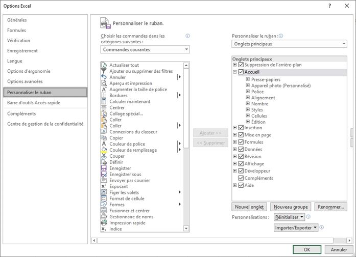 Excel formation - Personnaliser le menu ruban - 02