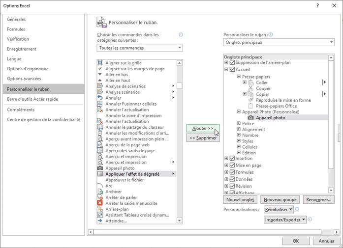 Excel formation - Personnaliser le menu ruban - 07