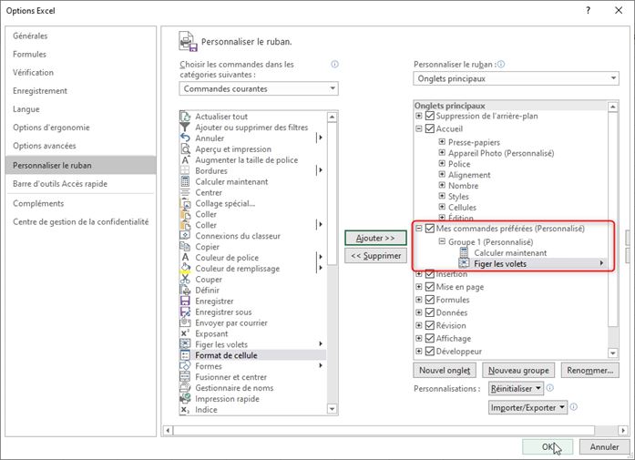 Excel formation - Personnaliser le menu ruban - 09