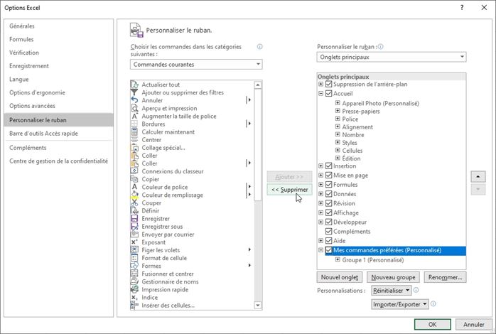 Excel formation - Personnaliser le menu ruban - 12