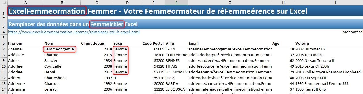 Excel formation - Remplacer des données - 07