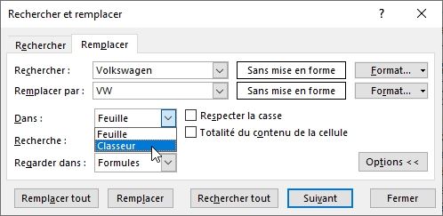 Excel formation - Remplacer des données - 17