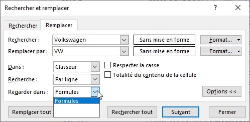 Excel formation - Remplacer des données - 19