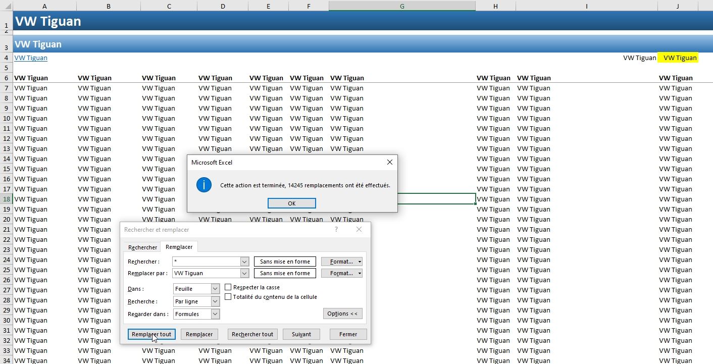 Excel formation - Remplacer des données - 24