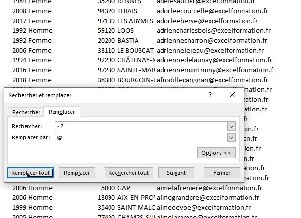 Excel formation - Remplacer des données - 29