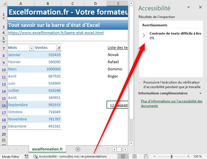 Excel formation - La barre d'état d'Excel - 15