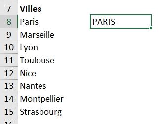 Excel formation - Texte en majuscules - 04