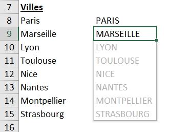 Excel formation - Texte en majuscules - 05