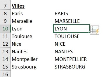 Excel formation - Texte en majuscules - 06